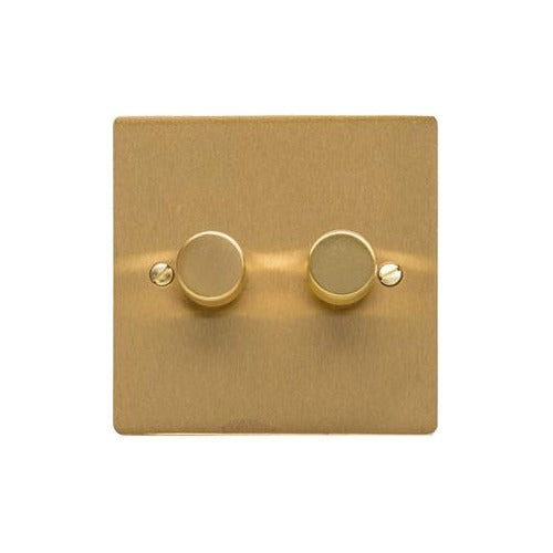Elite Flat Plate Range Satin Brass Switches & Sockets, T04 - 2G Multi Location Secondary Dimmer by Heritage Brass By M-Marcus