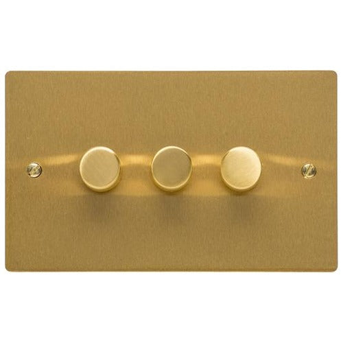 Elite Flat Plate Range Satin Brass Switches & Sockets, T04 - 3G Multi Location Secondary Dimmer by Heritage Brass By M-Marcus