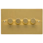 Elite Flat Plate Range Satin Brass Switches & Sockets, T04 - 4 Gang Dimmer 250 watts (Compatible with halogen/ incandescent bulbs) by Heritage Brass By M-Marcus