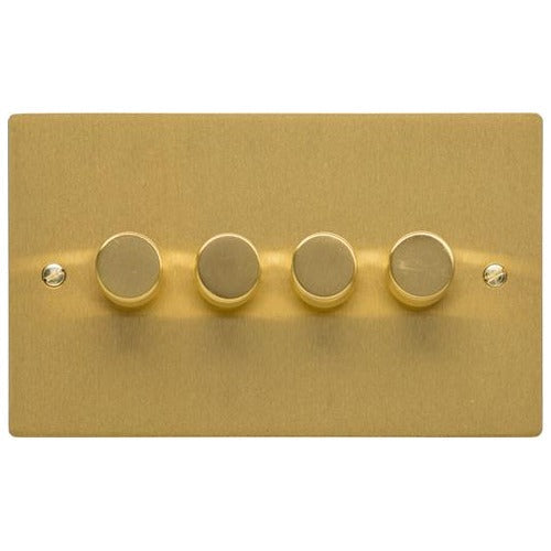 Elite Flat Plate Range Satin Brass Switches & Sockets, T04 - 4G Multi Location Primary Dimmer by Heritage Brass By M-Marcus