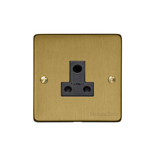 Elite Flat Plate Range Satin Brass Switches & Sockets, T04 - 5 Amp 3 Round Pin Socket by Heritage Brass By M-Marcus