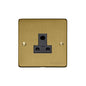 Elite Flat Plate Range Satin Brass Switches & Sockets, T04 - 5 Amp 3 Round Pin Socket by Heritage Brass By M-Marcus