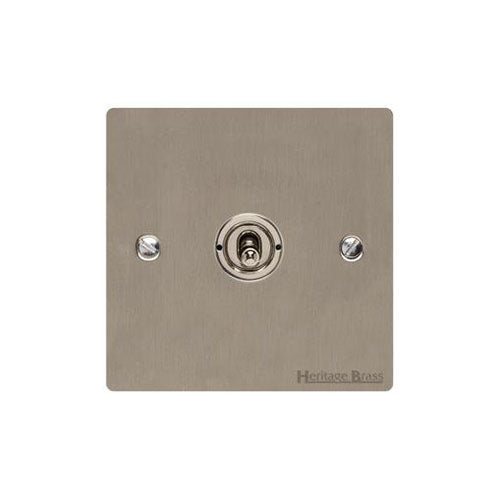 Elite Flat Plate Range Satin Nickel Switches & Sockets, T05 - 1 Gang Intermediate Toggle Switch by Heritage Brass By M-Marcus