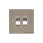 Elite Flat Plate Range Satin Nickel Switches & Sockets, T05 - 2 Gang Rocker Switch by Heritage Brass By M-Marcus