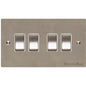 Elite Flat Plate Range Satin Nickel Switches & Sockets, T05 - 4 Gang Rocker Switch by Heritage Brass By M-Marcus