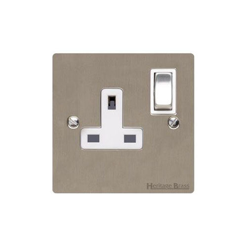 Elite Flat Plate Range Satin Nickel Switches & Sockets, T05 - Single Socket (13 Amp) by Heritage Brass By M-Marcus