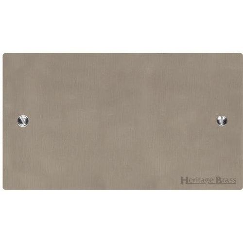 Elite Flat Plate Range Satin Nickel Switches & Sockets, T05 - Double Blank Plate by Heritage Brass By M-Marcus