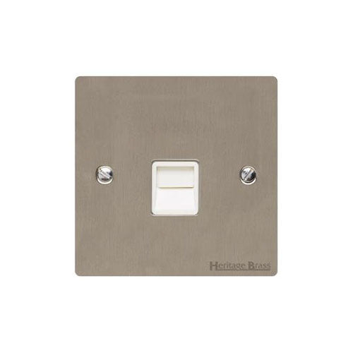 Elite Flat Plate Range Satin Nickel Switches & Sockets, T05 - 1 Gang Secondary Line Socket by Heritage Brass By M-Marcus