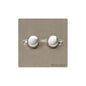 Elite Flat Plate Range Satin Nickel Switches & Sockets, T05 - 2 Gang Dimmer 250 watts (Compatible with halogen/ incandescent bulbs) by Heritage Brass By M-Marcus
