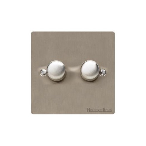Elite Flat Plate Range Satin Nickel Switches & Sockets, T05 - 2G Multi Location Primary Dimmer by Heritage Brass By M-Marcus