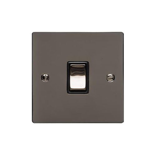 Elite Flat Plate Range Polished Black Nickel Switches & Sockets, T06 - 1 Gang Rocker Switch by Heritage Brass By M-Marcus