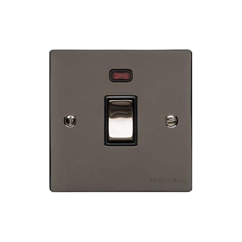 Elite Flat Plate Range Polished Black Nickel Switches & Sockets, T06 - 20A Double Pole Switch with Neon by Heritage Brass By M-Marcus