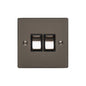 Elite Flat Plate Range Polished Black Nickel Switches & Sockets, T06 - 2 Gang Rocker Switch by Heritage Brass By M-Marcus