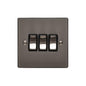 Elite Flat Plate Range Polished Black Nickel Switches & Sockets, T06 - 3 Gang Rocker Switch by Heritage Brass By M-Marcus