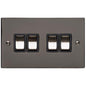 Elite Flat Plate Range Polished Black Nickel Switches & Sockets, T06 - 4 Gang Rocker Switch by Heritage Brass By M-Marcus