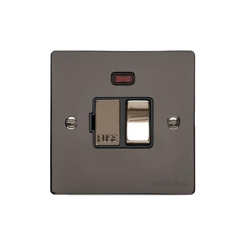 Elite Flat Plate Range Polished Black Nickel Switches & Sockets, T06 - Switched Spur with Neon (13 Amp) by Heritage Brass By M-Marcus