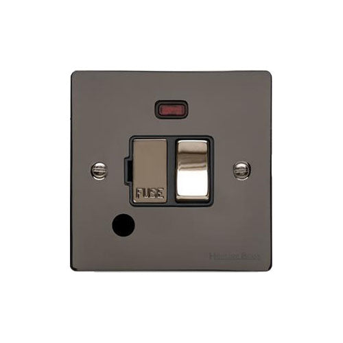Elite Flat Plate Range Polished Black Nickel Switches & Sockets, T06 - Switched Spur with Neon + Cord (13 Amp) by Heritage Brass By M-Marcus