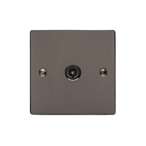 Elite Flat Plate Range Polished Black Nickel Switches & Sockets, T06 - 1 Gang Isolated TV Coaxial Socket by Heritage Brass By M-Marcus