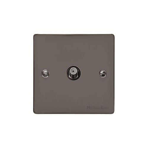 Elite Flat Plate Range Polished Black Nickel Switches & Sockets, T06 - 1 Gang Satellite Socket by Heritage Brass By M-Marcus