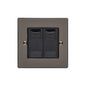 Elite Flat Plate Range Polished Black Nickel Switches & Sockets, T06 - 2 Gang Secondary Line Socket by Heritage Brass By M-Marcus