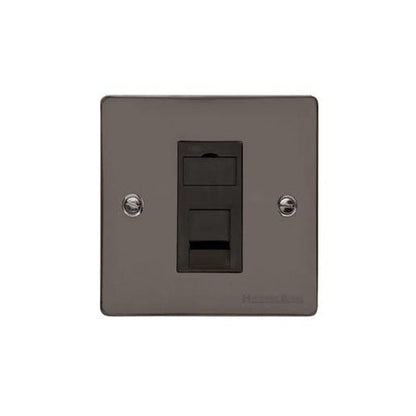 Elite Flat Plate Range Polished Black Nickel Switches & Sockets, T06 - 1 Gang CAT6 by Heritage Brass By M-Marcus