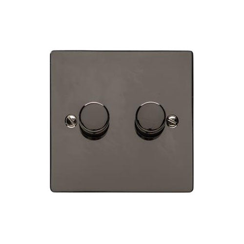 Elite Flat Plate Range Polished Black Nickel Switches & Sockets, T06 - 2 Gang TED Dimmer (Compatible with LED Lamps) by Heritage Brass By M-Marcus