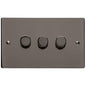 Elite Flat Plate Range Polished Black Nickel Switches & Sockets, T06 - 3 Gang TED Dimmer (Compatible with LED Lamps) by Heritage Brass By M-Marcus