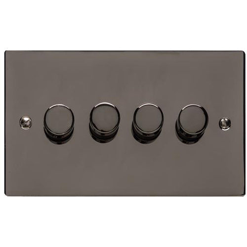 Elite Flat Plate Range Polished Black Nickel Switches & Sockets, T06 - 4 Gang Dimmer 250 watts (Compatible with halogen/ incandescent bulbs) by Heritage Brass By M-Marcus