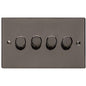 Elite Flat Plate Range Polished Black Nickel Switches & Sockets, T06 - 4 Gang Dimmer 400 watts(Compatible with halogen/ incandescent bulbs) by Heritage Brass By M-Marcus