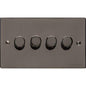 Elite Flat Plate Range Polished Black Nickel Switches & Sockets, T06 - 4 Gang TED Dimmer (Compatible with LED Lamps) by Heritage Brass By M-Marcus