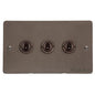 Elite Flat Plate Range Matt Bronze Switches & Sockets, T09 - 3 Gang Toggle Switch by Heritage Brass By M-Marcus