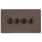 Elite Flat Plate Range Matt Bronze Switches & Sockets, T09 - 4 Gang Toggle Switch by Heritage Brass By M-Marcus