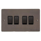 Elite Flat Plate Range Matt Bronze Switches & Sockets, T09 - 4 Gang Rocker Switch by Heritage Brass By M-Marcus