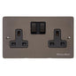 Elite Flat Plate Range Matt Bronze Switches & Sockets, T09 - Double Socket (13 Amp) by Heritage Brass By M-Marcus