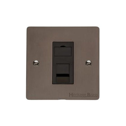 Elite Flat Plate Range Matt Bronze Switches & Sockets, T09 - 1 Gang CAT6 by Heritage Brass By M-Marcus