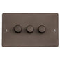 Elite Flat Plate Range Matt Bronze Switches & Sockets, T09 - 3 Gang Dimmer 400 watts (Compatible with halogen/ incandescent bulbs) by Heritage Brass By M-Marcus