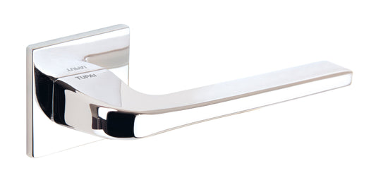Tupai Rapido 5S Line Canha Lever Door Handle on 5mm Slimline Square Rose - Bright Polished Chrome - Default