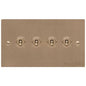 Elite Flat Plate Range Antique Brass Switches & Sockets, T91 - 4 Gang Toggle Switch by Heritage Brass By M-Marcus