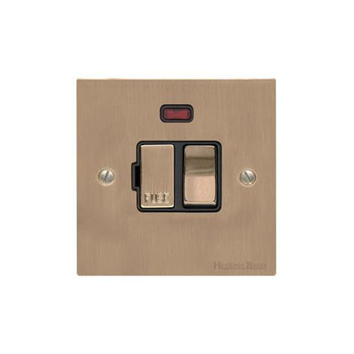 Elite Flat Plate Range Antique Brass Switches & Sockets, T91 - Switched Spur with Neon (13 Amp) by Heritage Brass By M-Marcus