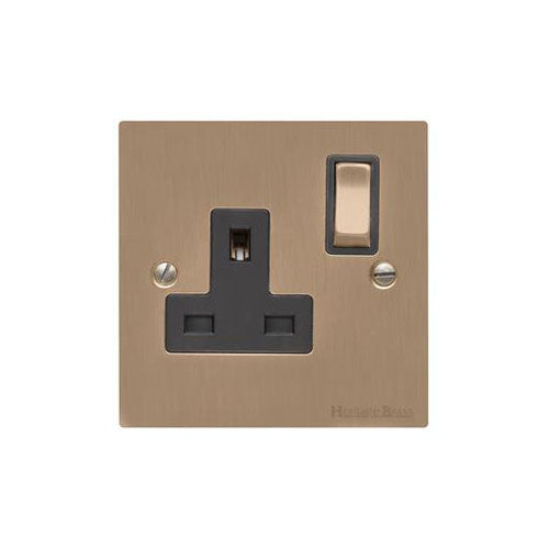 Elite Flat Plate Range Antique Brass Switches & Sockets, T91 - Single Socket (13 Amp) by Heritage Brass By M-Marcus