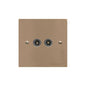Elite Flat Plate Range Antique Brass Switches & Sockets, T91 - 2 Gang TV Coaxial Socket by Heritage Brass By M-Marcus