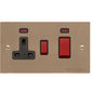 Elite Flat Plate Range Antique Brass Switches & Sockets, T91 - 45A Cooker Unit + 13A Socket by Heritage Brass By M-Marcus
