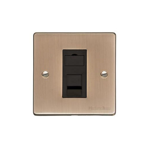 Elite Flat Plate Range Antique Brass Switches & Sockets, T91 - 1 Gang CAT6 by Heritage Brass By M-Marcus