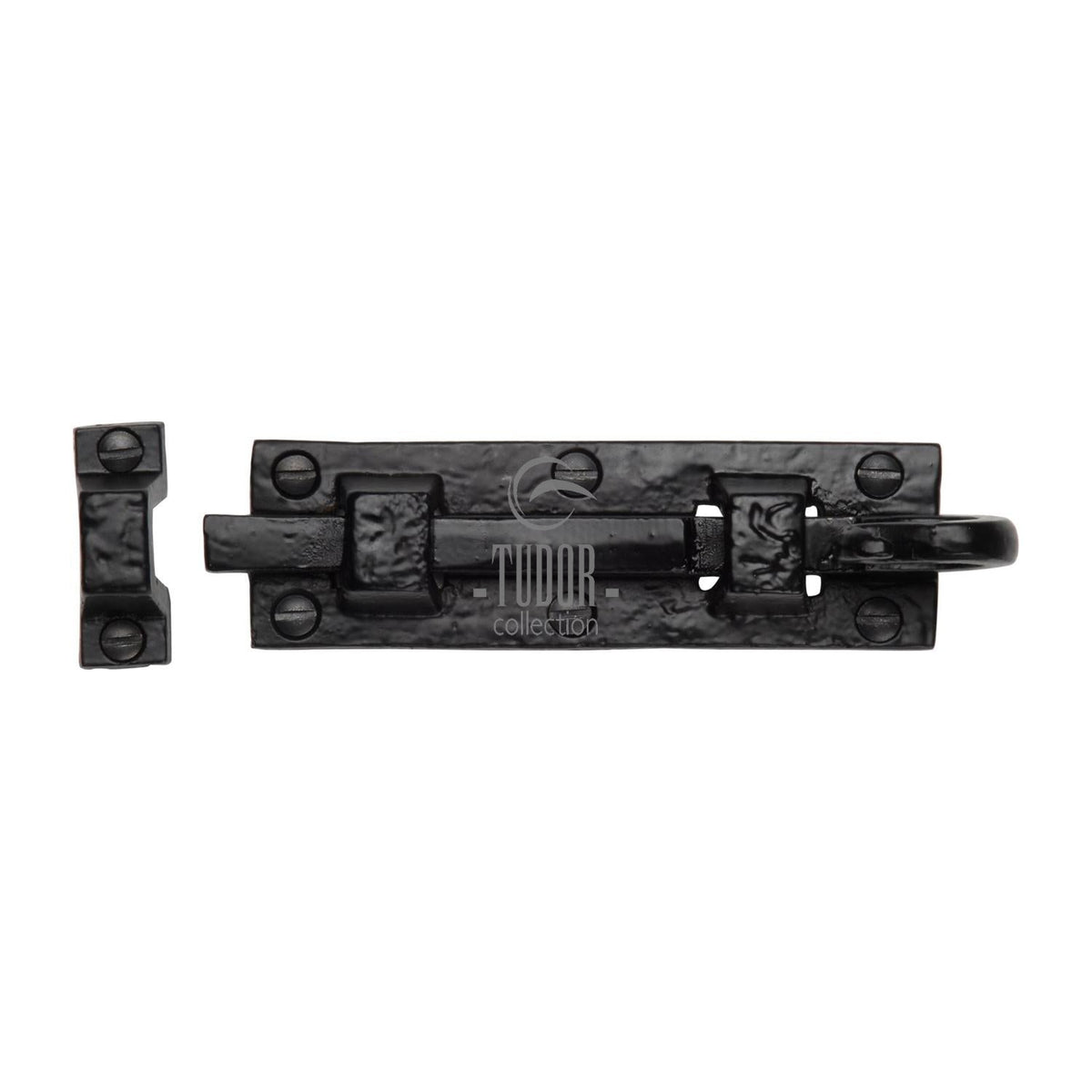 Tudor Door Bolt Straight Black Iron - Black Antique - 102 mm
