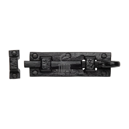 Tudor Door Bolt Straight Black Iron - Black Antique - 102 mm