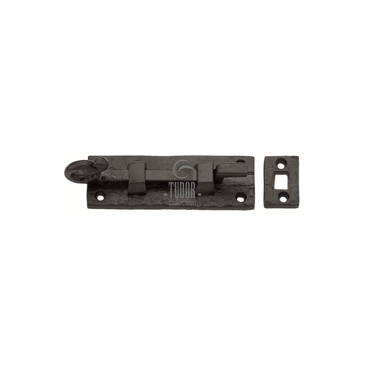 Tudor Door Bolt Necked Black Iron - Black Antique - 102 mm