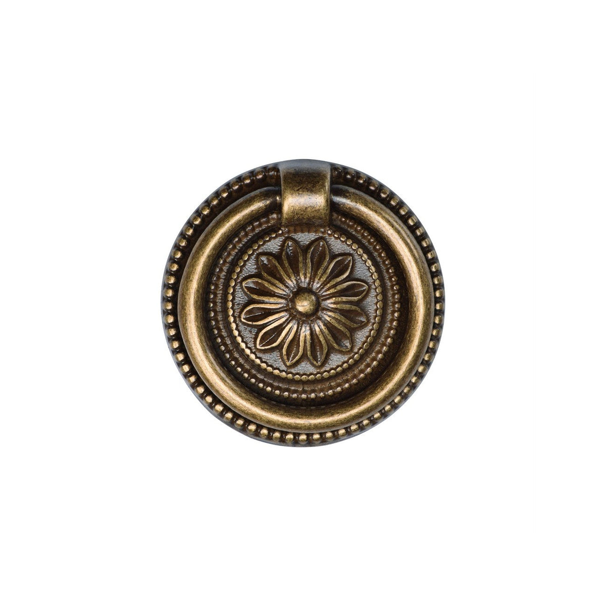 Floral Ring Pull by M Marcus - Heritage Brass