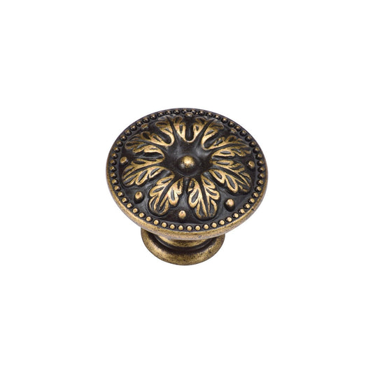 Floral Round Knob by M Marcus - Heritage Brass