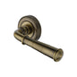 Colonial Reeded Door Handle on Round Rose by M Marcus - Heritage Brass