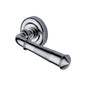 Colonial Reeded Door Handle on Round Rose by M Marcus - Heritage Brass